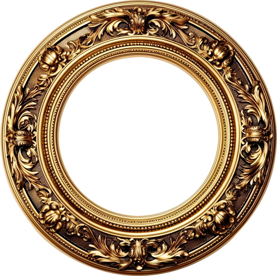 PNG Round Baroque Frame Isolated on Transparent Background